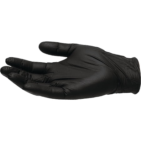Ammex Disposable Gloves, 5 Palm, Nitrile, L, Black GPNB46100